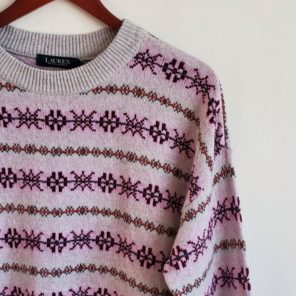Ralph Lauren Fair Isle Purple Gray Sweater NWT L - Picture 5 of 11